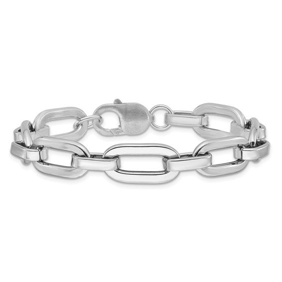 Leslie's Sterling Silver Rhodium-plated 10.5mm Oval Link Bracelet