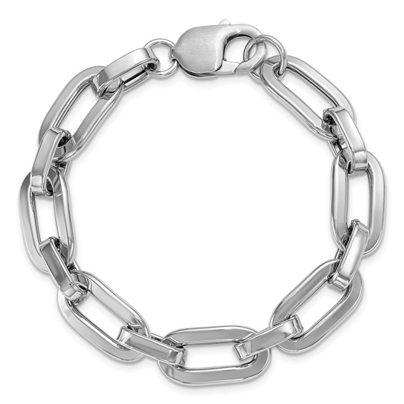 Leslie's Sterling Silver Rhodium-plated 10.5mm Oval Link Bracelet