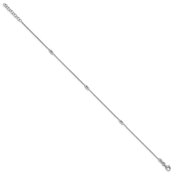 Leslie's Sterling Silver Rhodium-plated Knots 9 inch Plus 1 inch Extender - Total 10 inch Anklet
