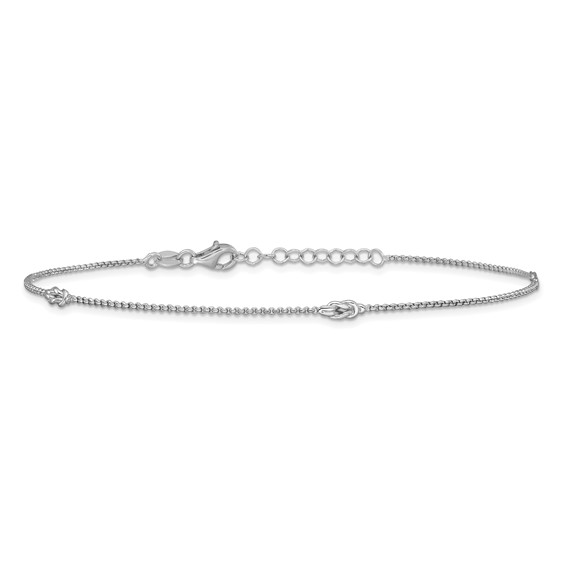 Leslie's Sterling Silver Rhodium-plated Knots 9 inch Plus 1 inch Extender - Total 10 inch Anklet
