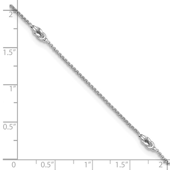 Leslie's Sterling Silver Rhodium-plated Knots 9 inch Plus 1 inch Extender - Total 10 inch Anklet