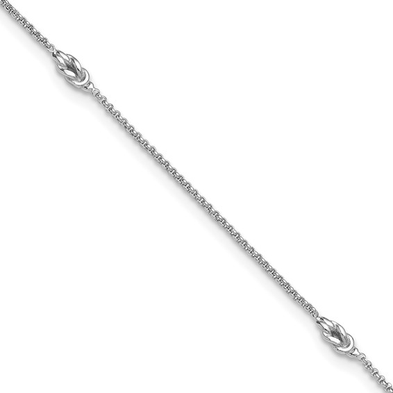 Leslie's Sterling Silver Rhodium-plated Knots 9 inch Plus 1 inch Extender - Total 10 inch Anklet