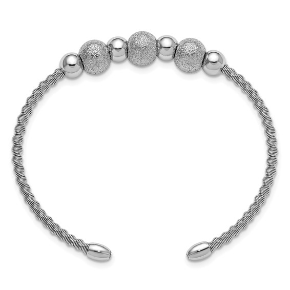 Leslie's SS Radiant Essence RH-pltd Twisted and Beaded Cuff Bangle