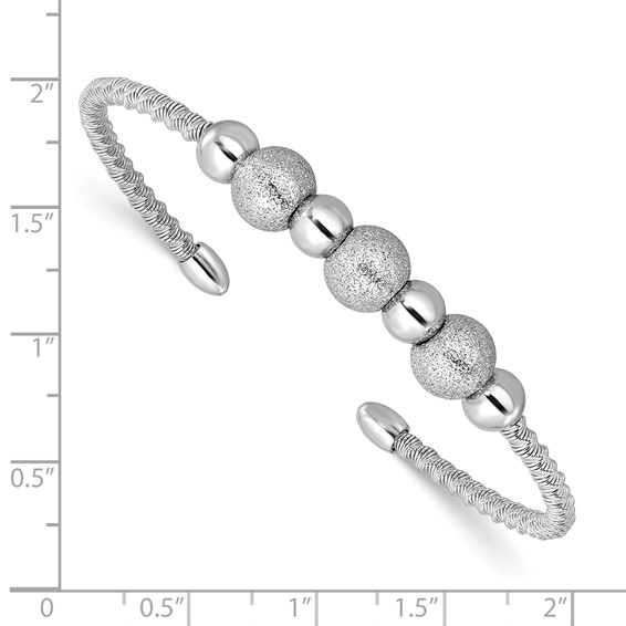 Leslie's SS Radiant Essence RH-pltd Twisted and Beaded Cuff Bangle