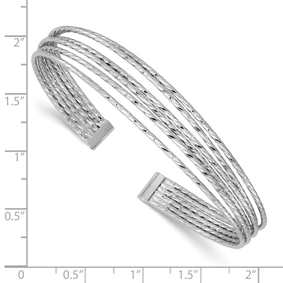Leslie's SS RH-plated Polished and D/C 6-Wire Cuff Bangle