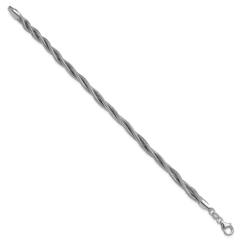 Sterling Silver RH-plated Polished and Twisted Bracelet