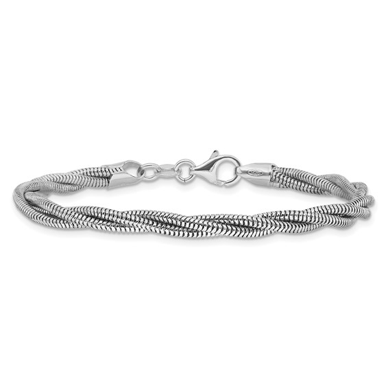 Leslie's Sterling Silver RH-plated Polished and Twisted Bracelet