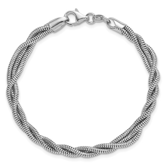 Leslie's Sterling Silver RH-plated Polished and Twisted Bracelet