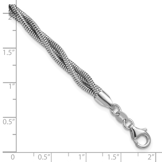 Leslie's Sterling Silver RH-plated Polished and Twisted Bracelet