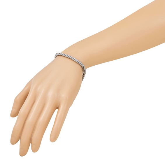 Leslie's Sterling Silver RH-plated Polished and Twisted Bracelet