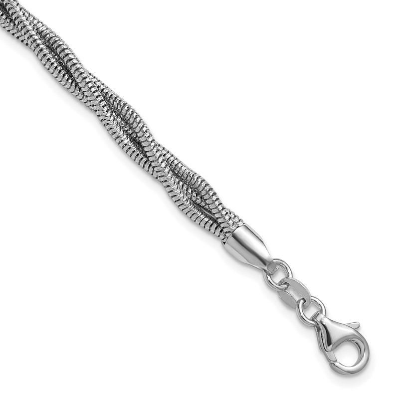 Sterling Silver RH-plated Polished and Twisted Bracelet