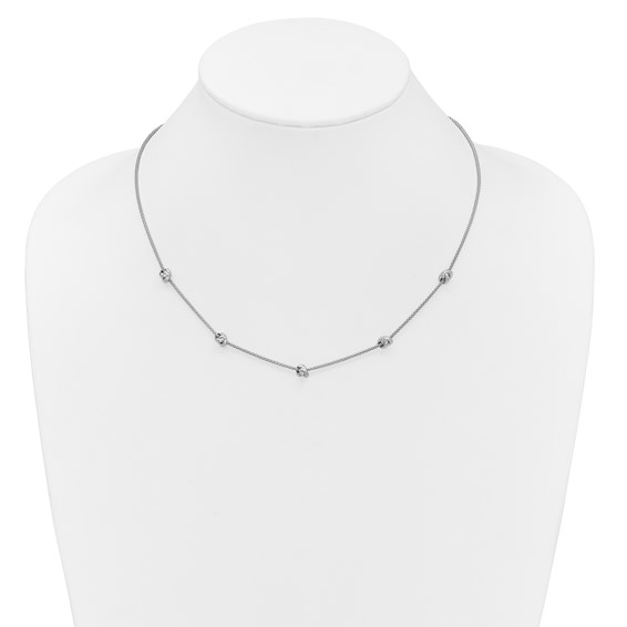 Leslie's Sterling Silver RH-plt Polished Love Knot w/2in ext. Necklace