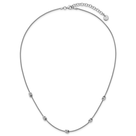 Leslie's Sterling Silver RH-plt Polished Love Knot w/2in ext. Necklace