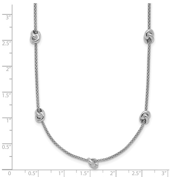 Leslie's Sterling Silver RH-plt Polished Love Knot w/2in ext. Necklace