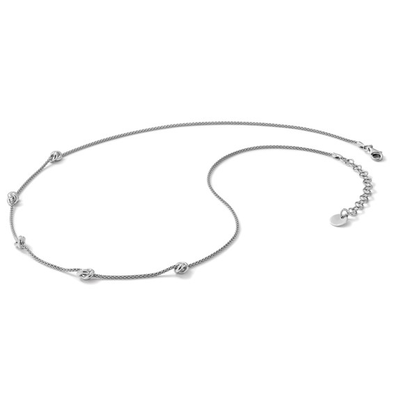 Leslie's Sterling Silver RH-plt Polished Love Knot w/2in ext. Necklace