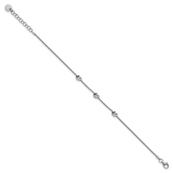 Leslie's Sterling Silver RH-plt Polished Love Knot  w/1in ext. Bracelet