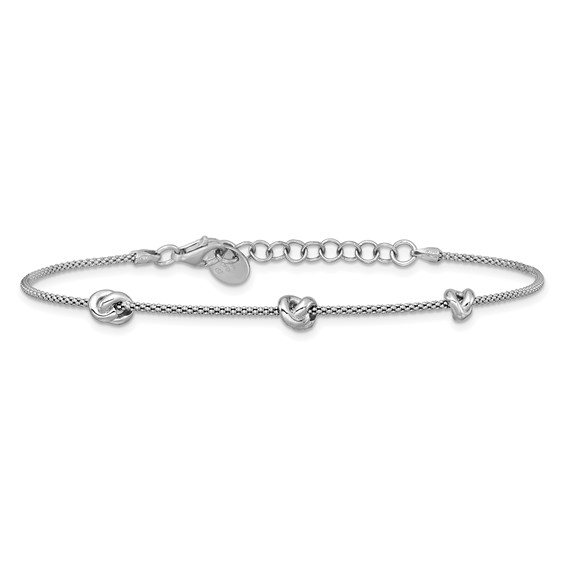 Leslie's Sterling Silver RH-plt Polished Love Knot  w/1in ext. Bracelet