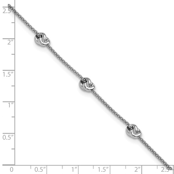 Leslie's Sterling Silver RH-plt Polished Love Knot  w/1in ext. Bracelet