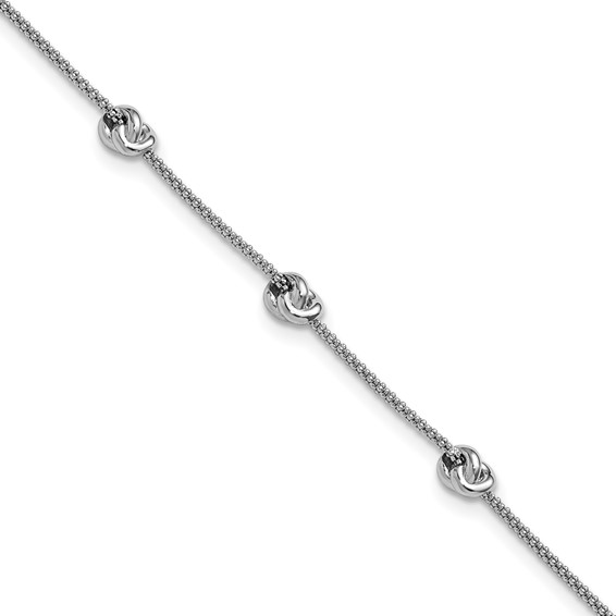 Leslie's Sterling Silver RH-plt Polished Love Knot  w/1in ext. Bracelet
