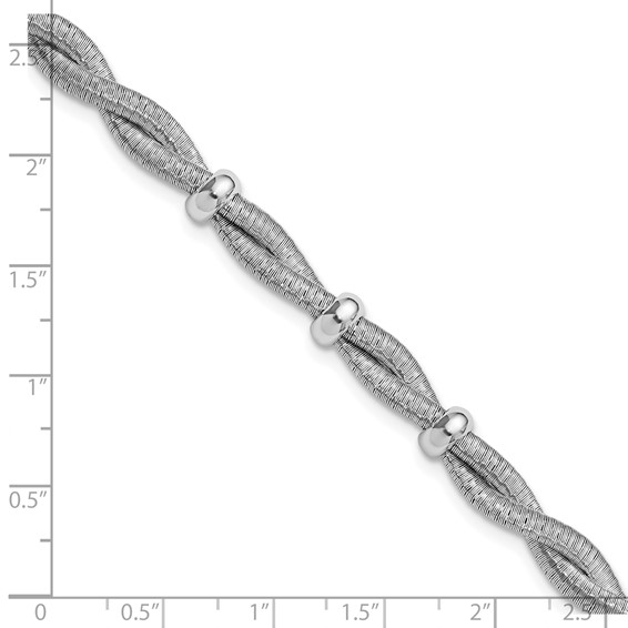 Leslie's Sterling Silver RH-plated Polished Braided w/1in ext. Bracelet