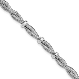 Leslie's Sterling Silver RH-plated Polished Braided w/1in ext. Bracelet