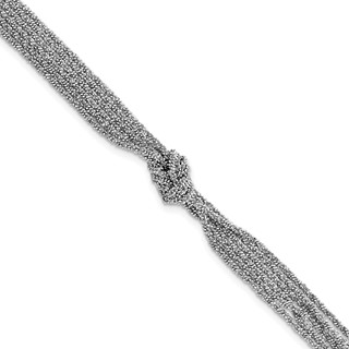 Leslie's Sterling Silver RH-plt Pol/Dia-cut Multi-strand w/1in ext Bracelet