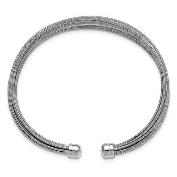 Leslie's Sterling Silver RH-plated Polished multi-wire Cuff Bangle