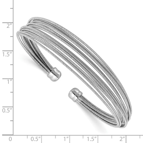Leslie's Sterling Silver RH-plated Polished multi-wire Cuff Bangle