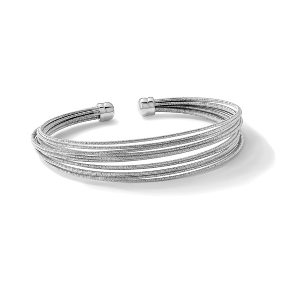 Leslie's Sterling Silver RH-plated Polished multi-wire Cuff Bangle