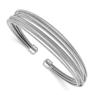 Leslie's Sterling Silver RH-plated Polished multi-wire Cuff Bangle
