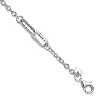 Leslie's Sterling Silver RH-plated Polished and Hammered Link Bracelet