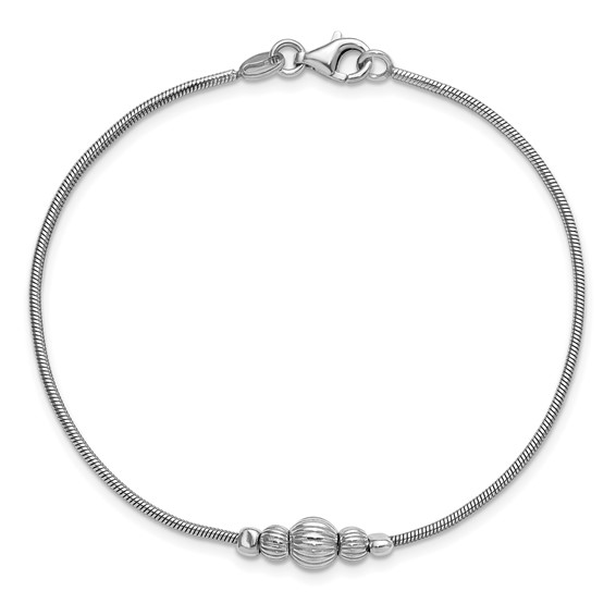 Leslie's Sterling Silver Rhodium-Plated with Beads Bracelet