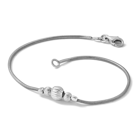 Leslie's Sterling Silver Rhodium-Plated with Beads Bracelet