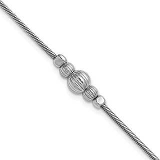Leslie's Sterling Silver Rhodium-Plated with Beads Bracelet