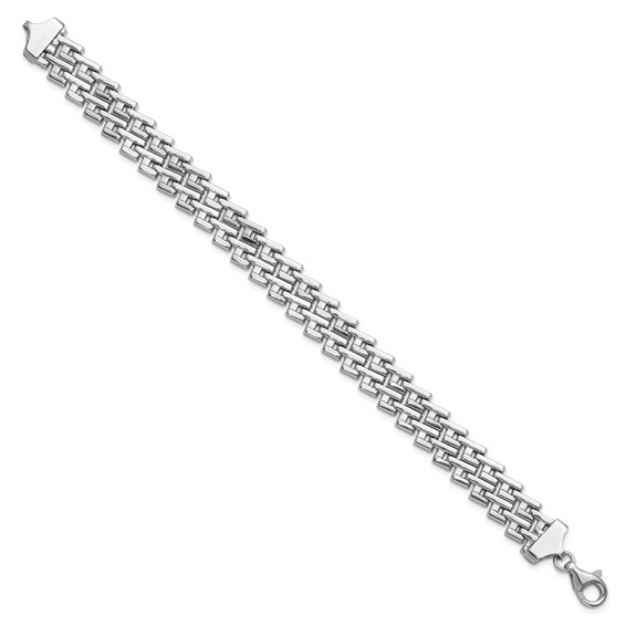 Leslie's Sterling Silver Rhodium-Plated Flat Fancy Link Bracelet
