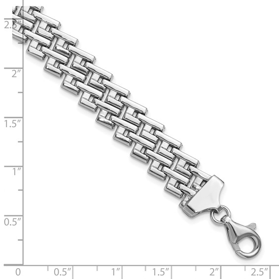 Leslie's Sterling Silver Rhodium-Plated Flat Fancy Link Bracelet