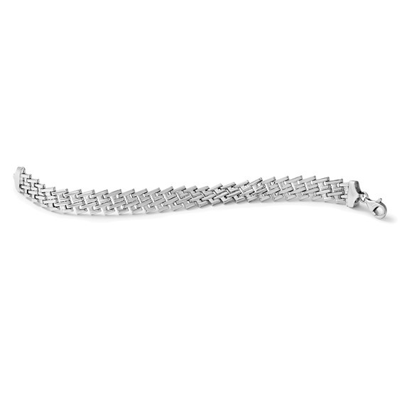 Leslie's Sterling Silver Rhodium-Plated Flat Fancy Link Bracelet