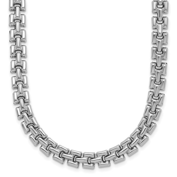 Leslie's Sterling Silver Rhodium-Plated Polished Fancy Link Necklace