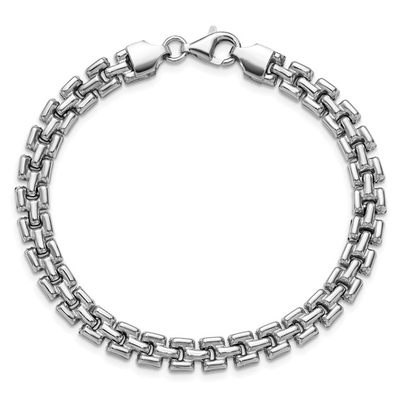 Leslie's Sterling Silver Rhodium-Plated Fancy Link Bracelet