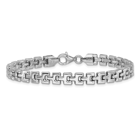 Leslie's Sterling Silver Rhodium-Plated Fancy Link Bracelet