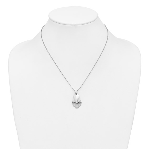 Leslie's Sterling Silver Rh-Plat Polished Fancy Pendant on Beaded Necklace