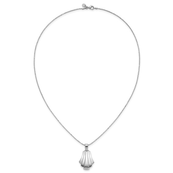 Leslie's Sterling Silver Rh-Plat Polished Fancy Pendant on Beaded Necklace