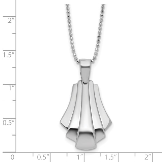 Leslie's Sterling Silver Rh-Plat Polished Fancy Pendant on Beaded Necklace