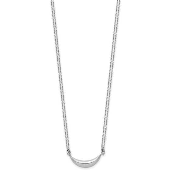 Leslie's Sterling Silver RH-plated Curved Bar 2-Strand w/2in ext. Necklace
