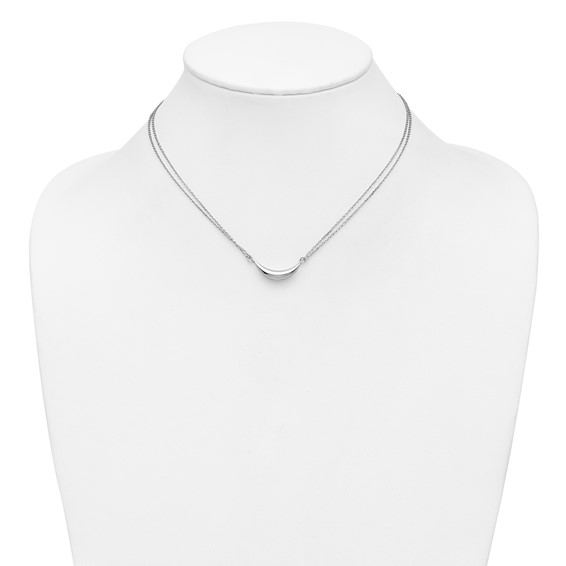 Leslie's Sterling Silver RH-plated Curved Bar 2-Strand w/2in ext. Necklace