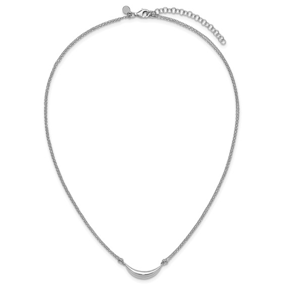 Leslie's Sterling Silver RH-plated Curved Bar 2-Strand w/2in ext. Necklace