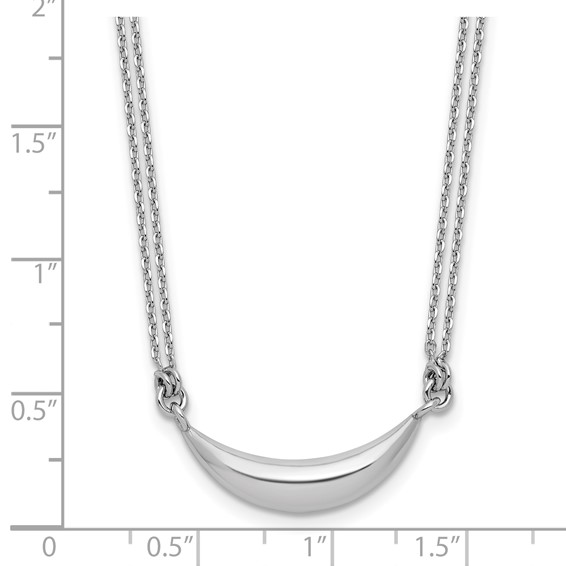 Leslie's Sterling Silver RH-plated Curved Bar 2-Strand w/2in ext. Necklace