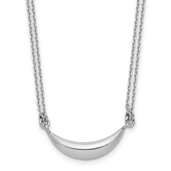 Leslie's Sterling Silver RH-plated Curved Bar 2-Strand w/2in ext. Necklace