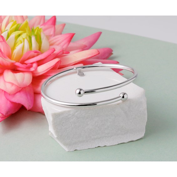 Leslie's Sterling Silver RH-plated Flexible Bypass Bangle