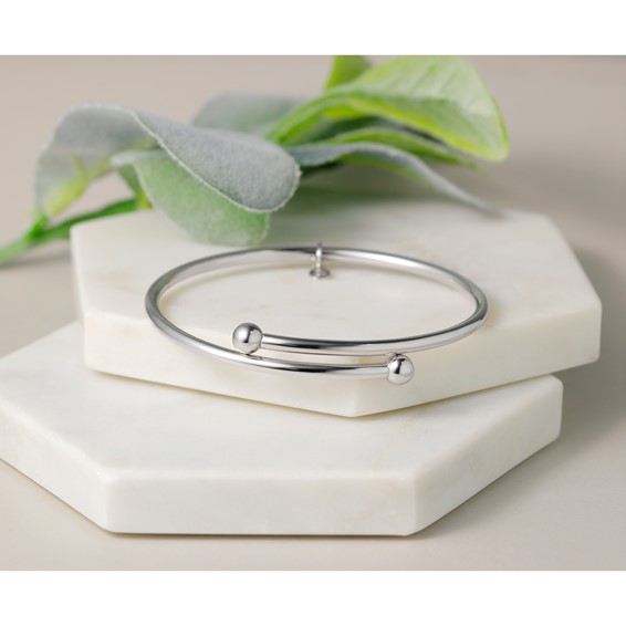 Leslie's Sterling Silver RH-plated Flexible Bypass Bangle